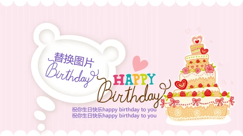 粉色生日快乐电子相册动态PPT模板