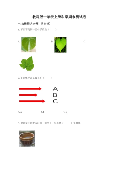 教科版一年级上册科学期末测试卷附参考答案【轻巧夺冠】.docx