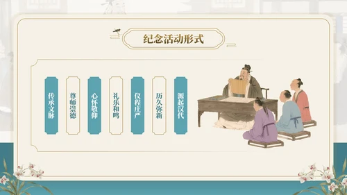 茶青双色中国风教育行业孔子诞辰主题班会PPT模板