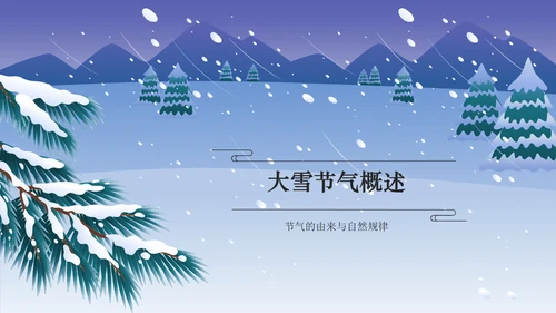 蓝色国潮风二十四节气科普介绍——大雪PPT模板