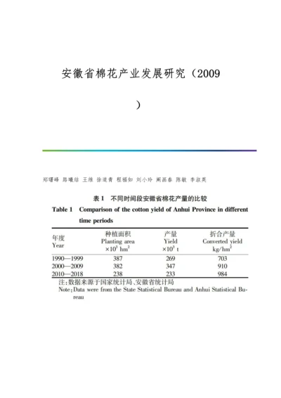 安徽省棉花产业发展研究(2009-).docx