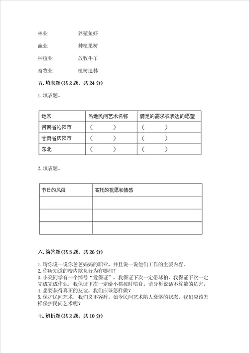 部编版四年级下册道德与法治 期末测试卷及参考答案轻巧夺冠