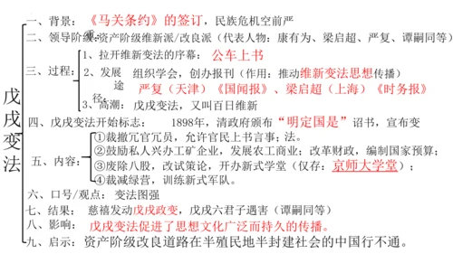 2024-2025学年部编版八年级历史上学期期中复习课件