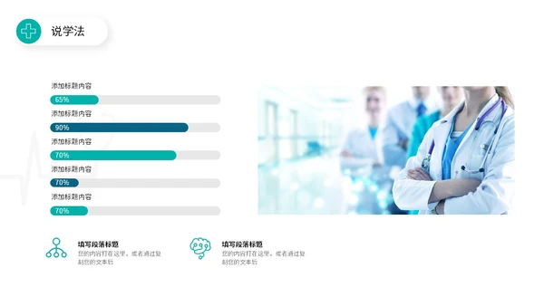 简约风双色流体形状线条护理行业教师说课PPT