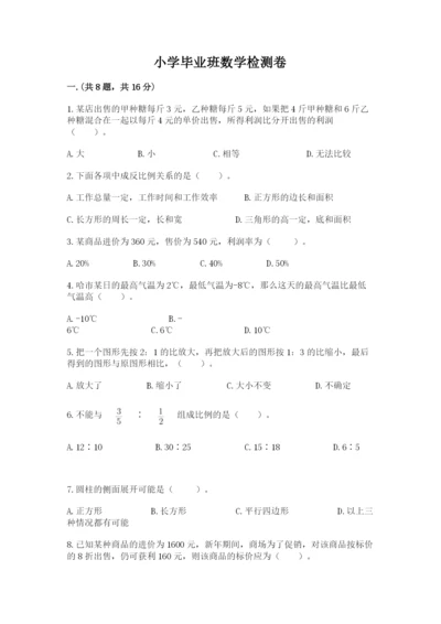 小学毕业班数学检测卷精品（实用）.docx