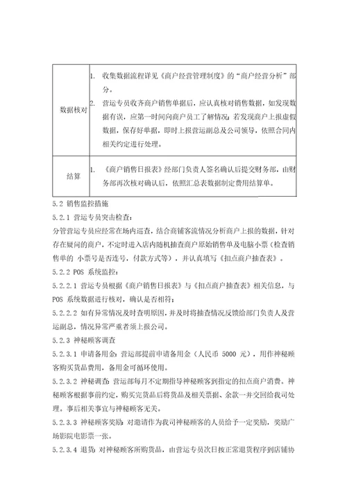 奥园商业集团扣点商户管理制度