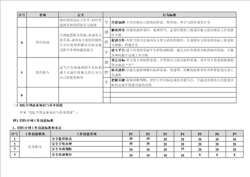 “EHS安全P序列任职资格等级标准   修改技能标准版1