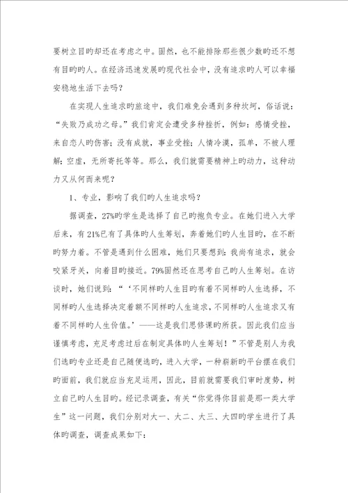 2022年现代大学生人生追求的考研汇报材料