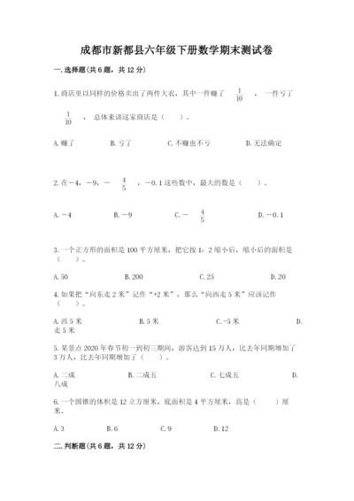 成都市新都县六年级下册数学期末测试卷1套.docx
