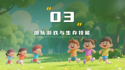 绿色卡通风夏令营森林探秘旅行攻略PPT模板