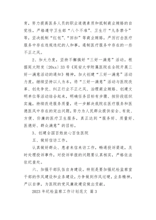 2023年纪检监察工作计划范文.docx