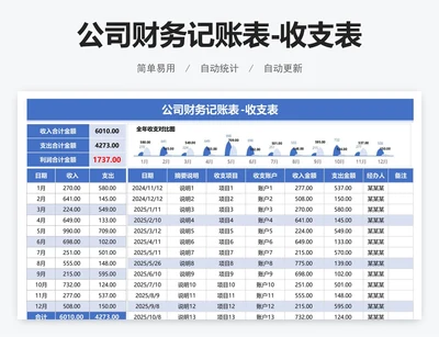 公司财务记账表-收支表