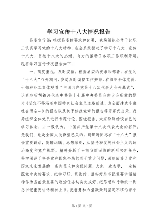 学习宣传十八大情况报告.docx