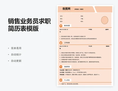 销售业务员求职简历表模版