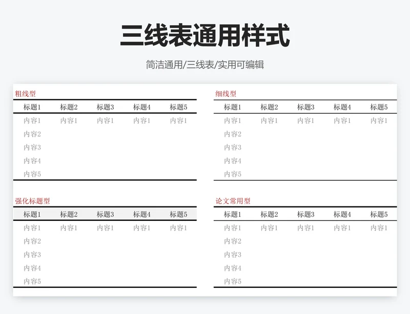 三线表通用样式