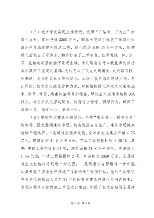 县建设局工作报告材料.docx