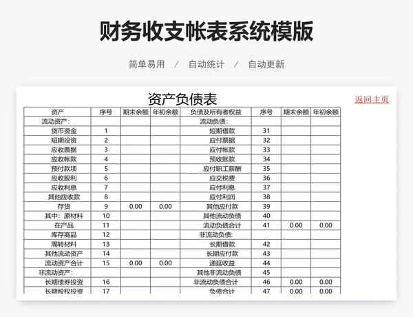 财务收支帐表系统模版