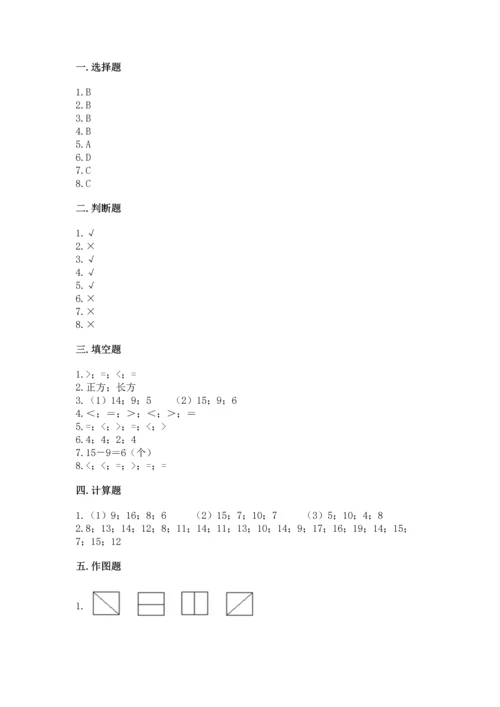 人教版一年级下册数学期中测试卷含完整答案（网校专用）.docx