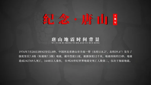 纪念唐山大地震46周年PPT模板