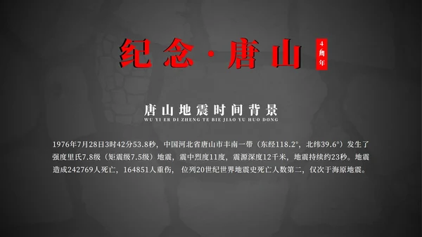 纪念唐山大地震46周年PPT模板