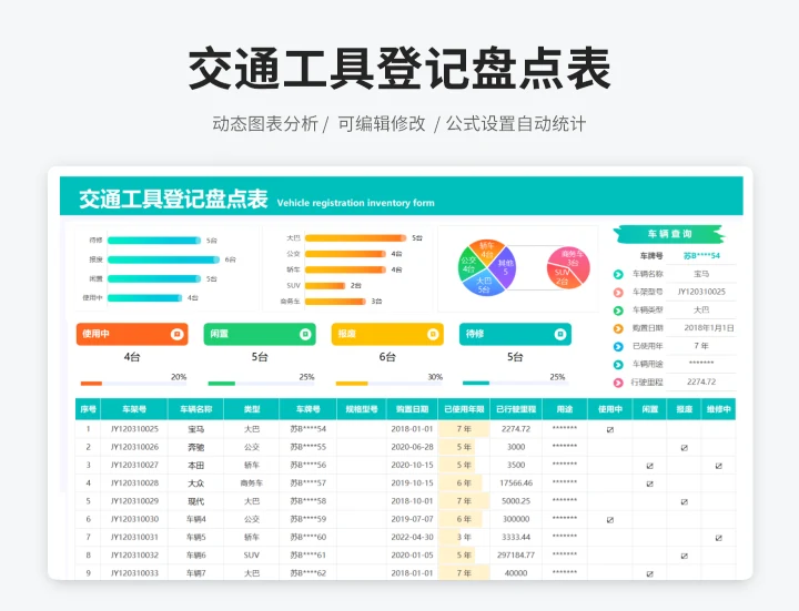 交通工具登记盘点表