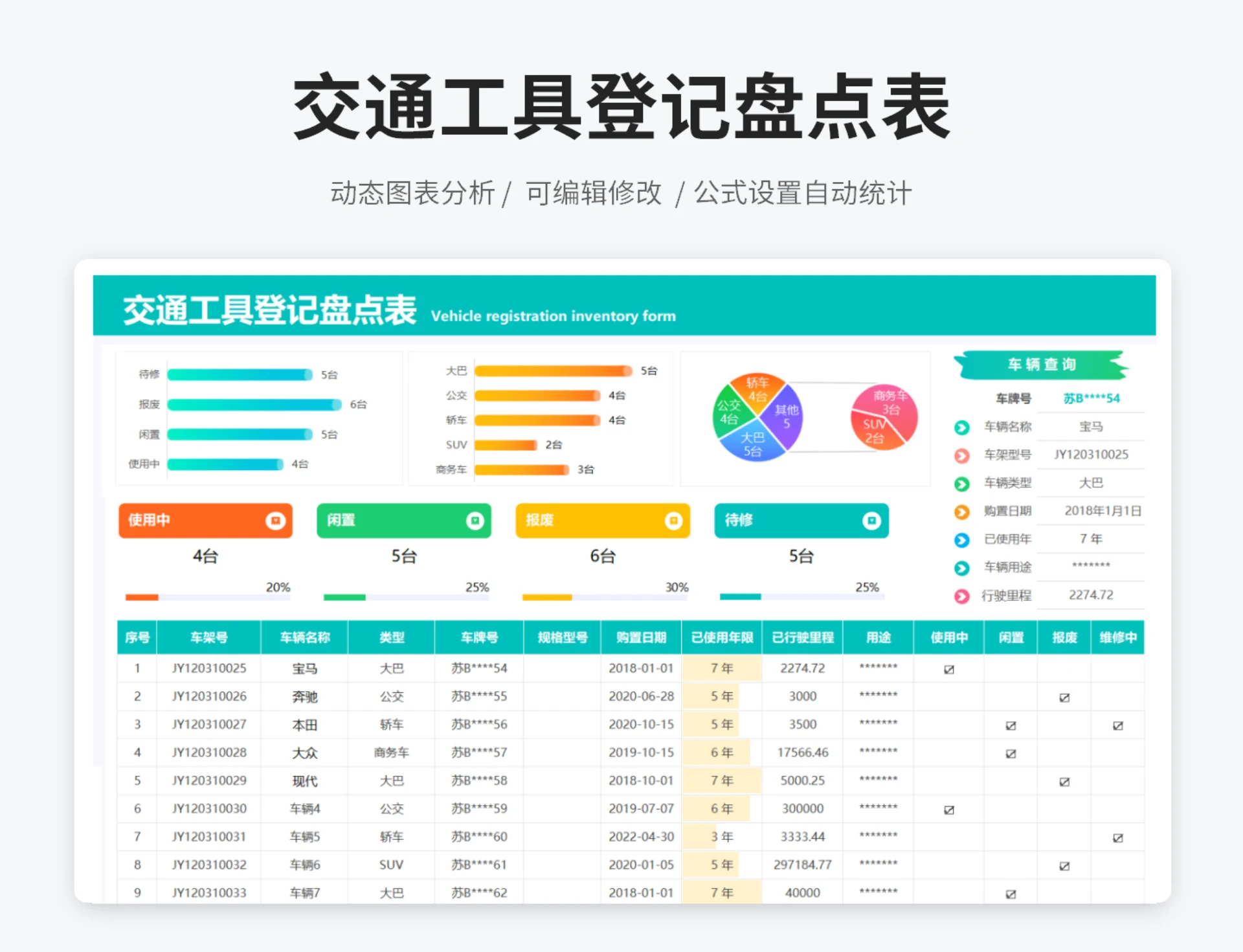 交通工具登记盘点表