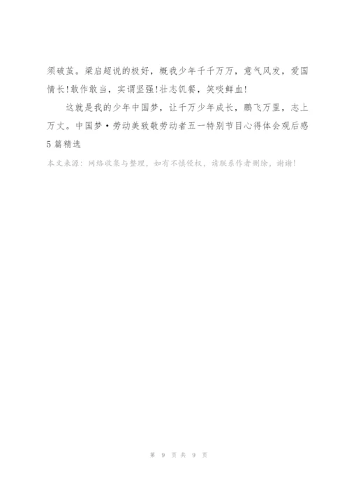 中国梦·劳动美致敬劳动者五一特别节目心得体会观后感5篇.docx