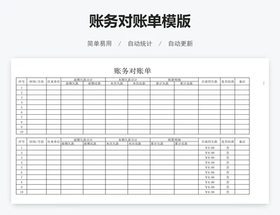 账务对账单模版