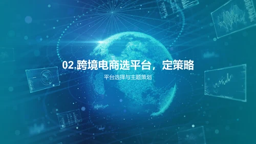 蓝色海外市场跨境电商活动策划PPT模板