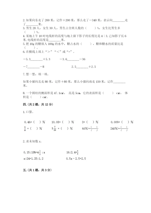 人教版六年级数学下学期期末测试题及完整答案【名师系列】.docx