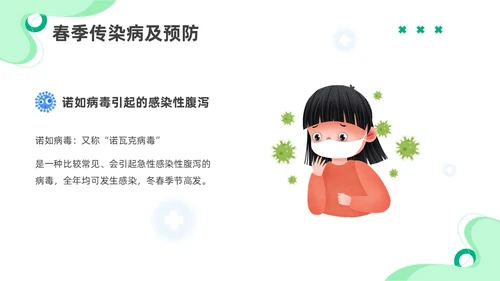 绿色插画春季传染病知识主题班会PPT春季传染病预防