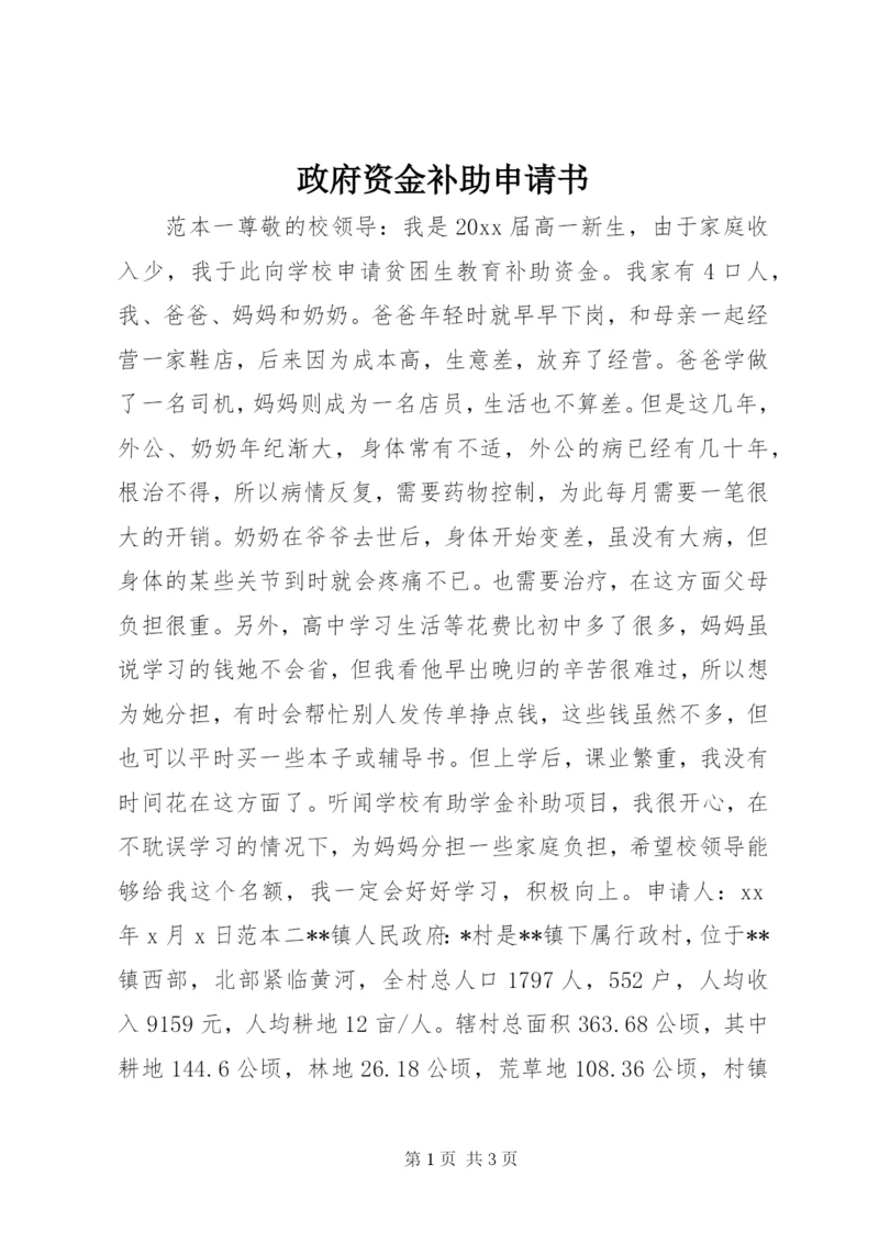 政府资金补助申请书.docx