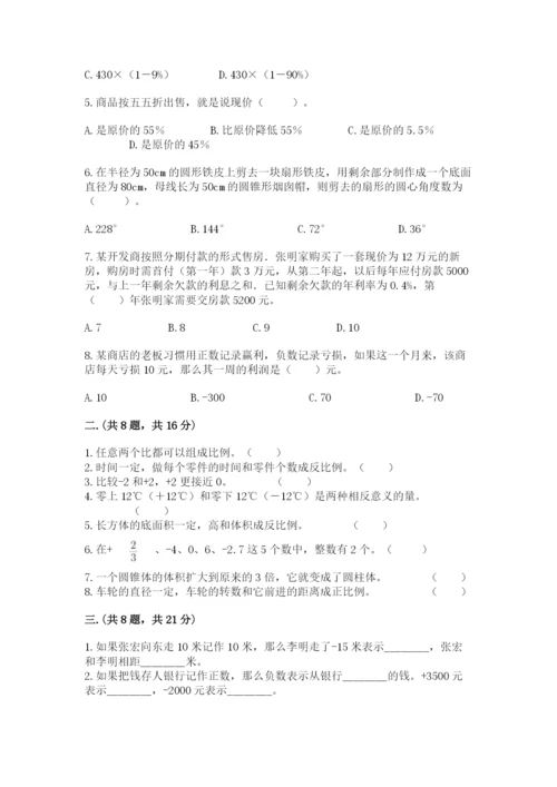 苏教版六年级数学小升初试卷及完整答案（考点梳理）.docx