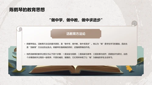 橙色复古风陈鹤琴——人物介绍PPT模板