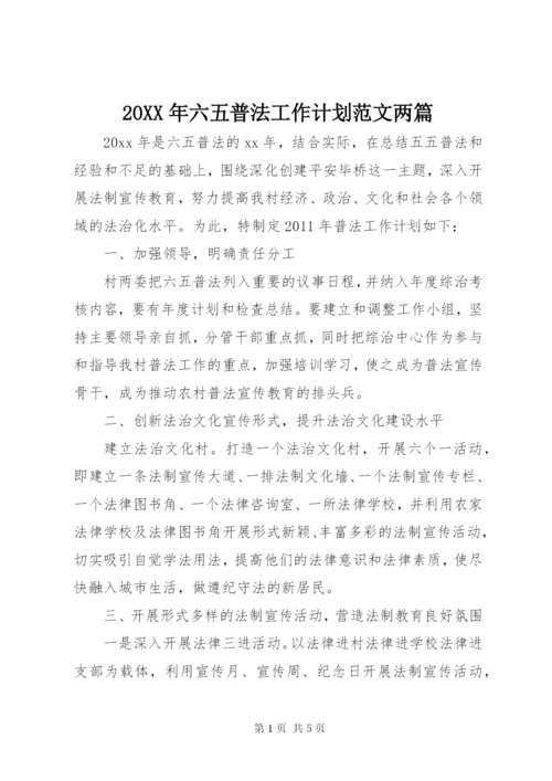 某年六五普法工作计划范文两篇.docx