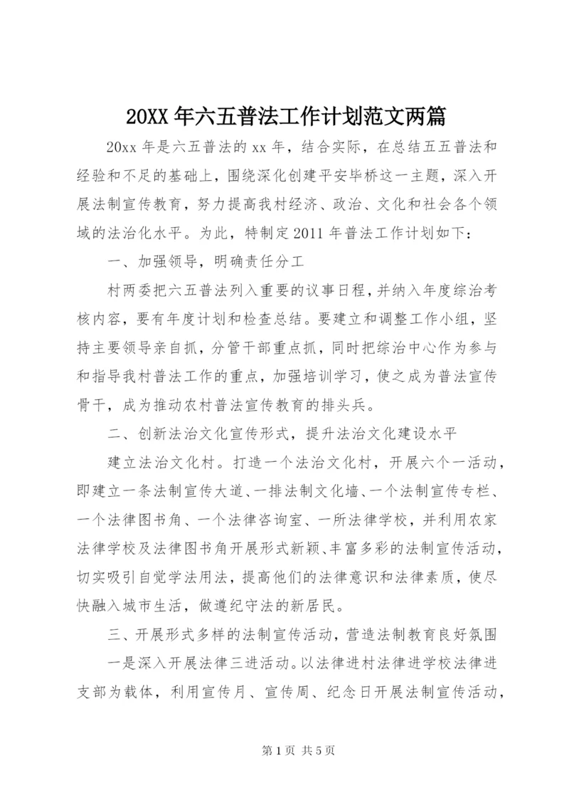 某年六五普法工作计划范文两篇.docx