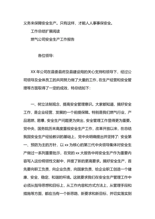 燃气公司安全生产工作总结范文.docx