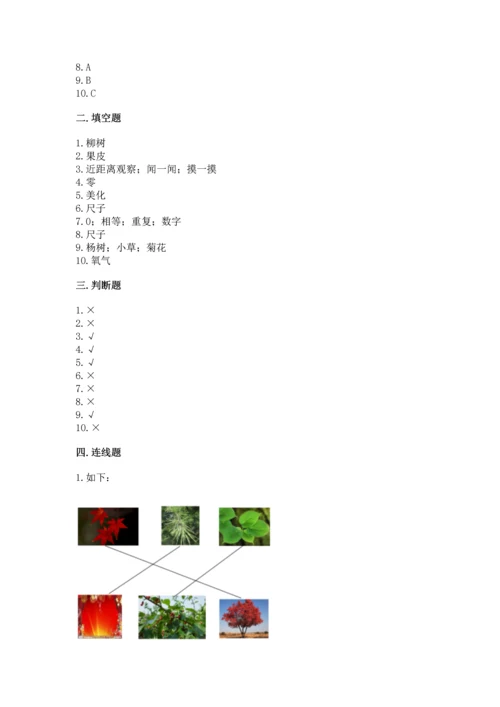教科版小学一年级上册科学期末测试卷审定版.docx