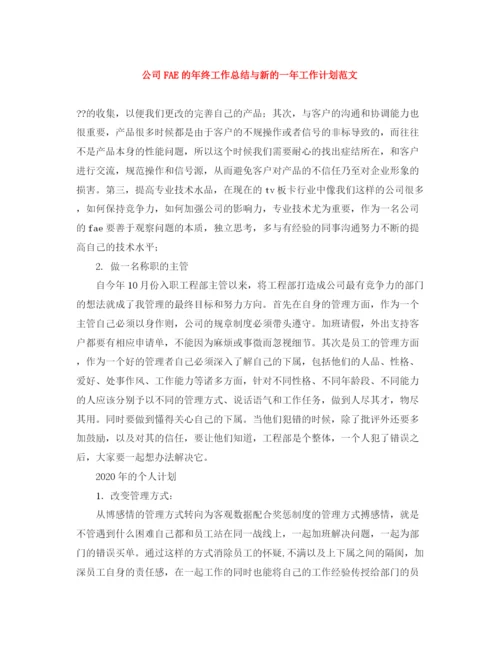 精编之公司FAE的年终工作总结与新的一年工作计划范文.docx