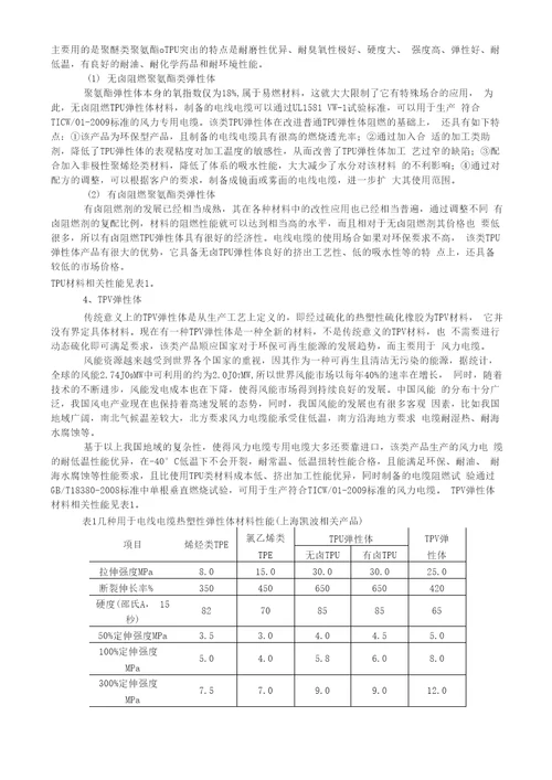 几种可用于电线电缆的热塑性弹性体