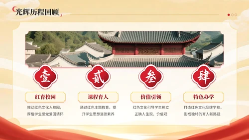 红黄双色中国风建党节学校党课PPT模板