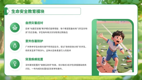 绿色卡通风学生安全教育宣传教育PPT