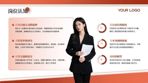 橙色商务风个人简介通用PPT模板