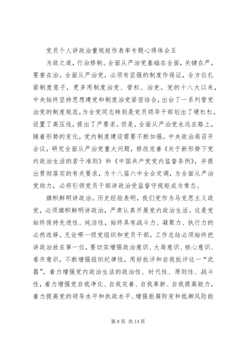 党员个人讲政治重规矩作表率专题心得体会.docx