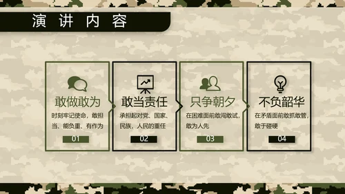 迷彩风八一特种兵部队工作总结动态PPT模板