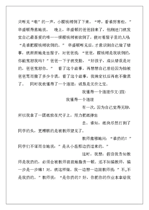 我懂得一个道理作文
