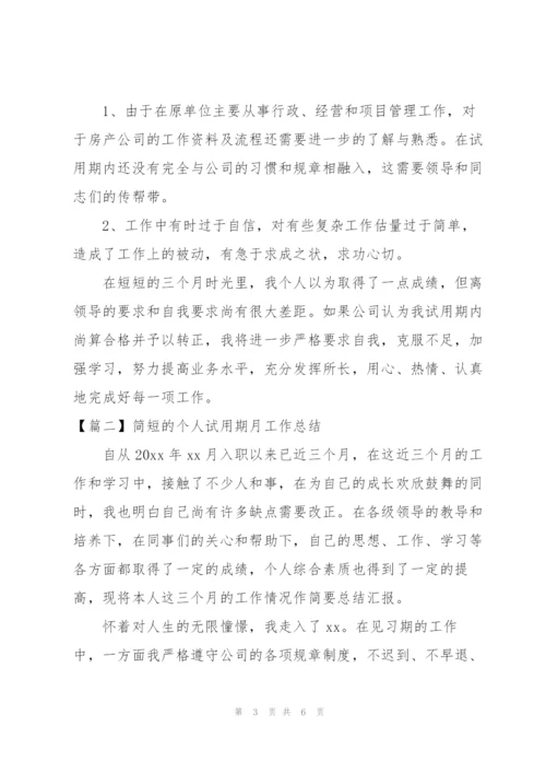 简短的个人试用期月工作总结.docx