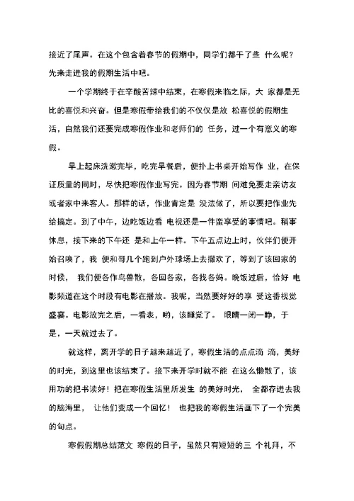 寒假假期总结