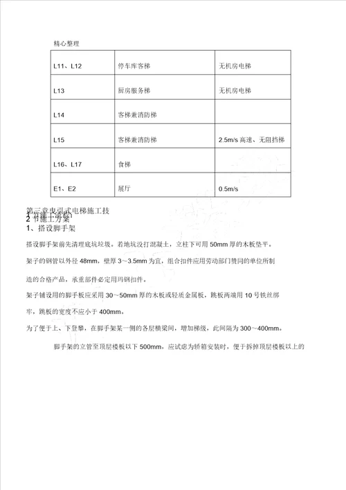 电梯工程现场施工组织设计方法