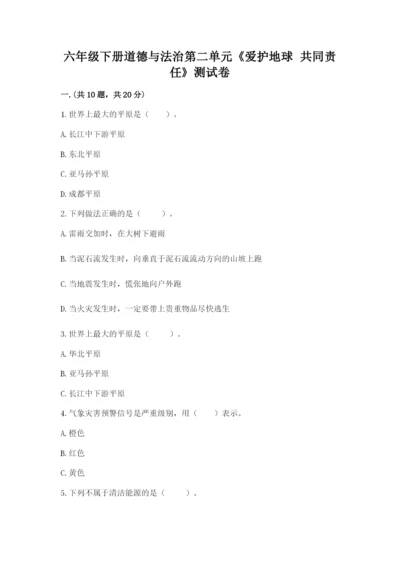 六年级下册道德与法治第二单元《爱护地球 共同责任》测试卷（考点梳理）.docx